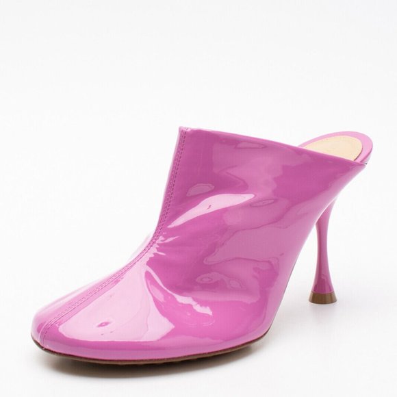 NEW in Box Bottega Veneta EU36 US 6 Supergloss Leather Mule Heel Pink Dot Sock - Picture 3 of 9